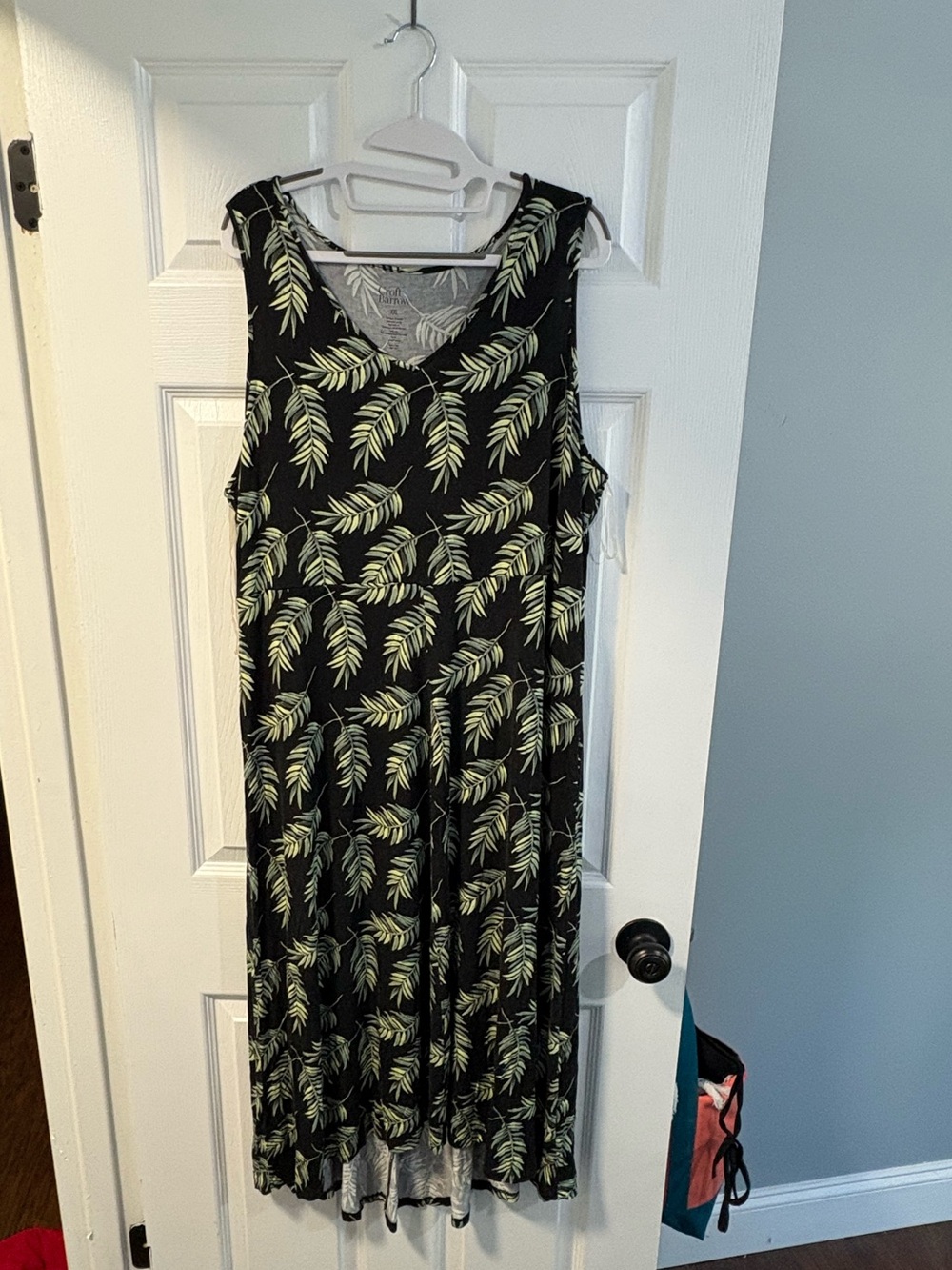 croft & barrow - Black Midi Dress with Green Leaf Print - xxl